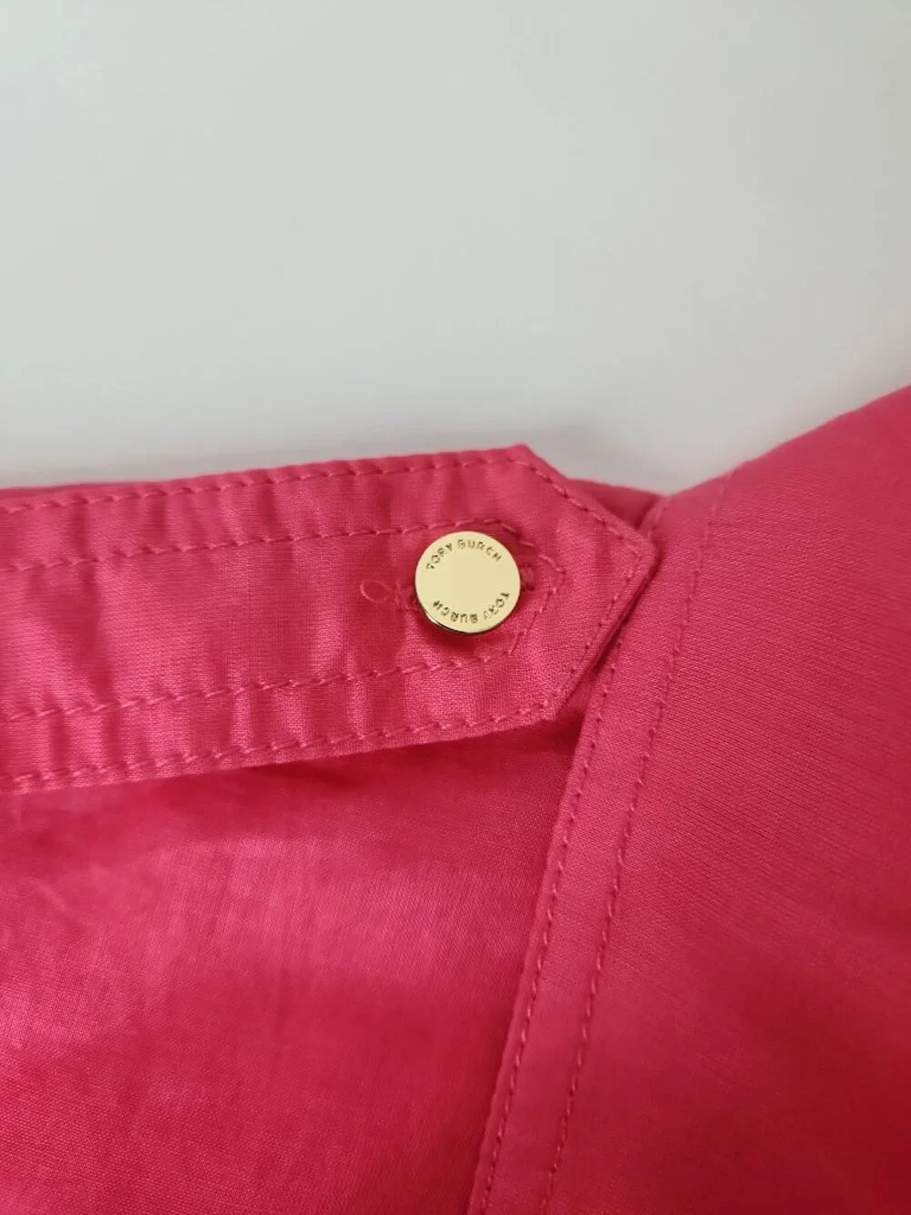 Tory Burch hot pink utility shirt button down roll-up sleeve lightweight top 4